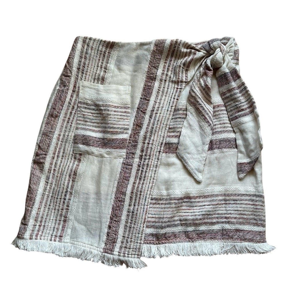 Anthropologie Holding Horses Avery Striped Fringe Faux Wrap Mini Skirt - 2 - Picture 6 of 13